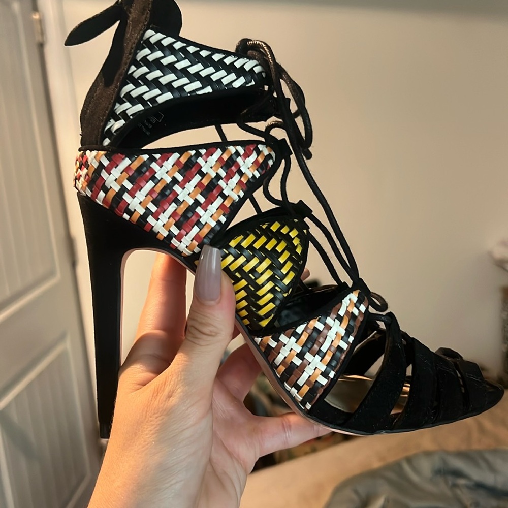 Zara Woven Lace-Up high Heels  Euro 38 7.5